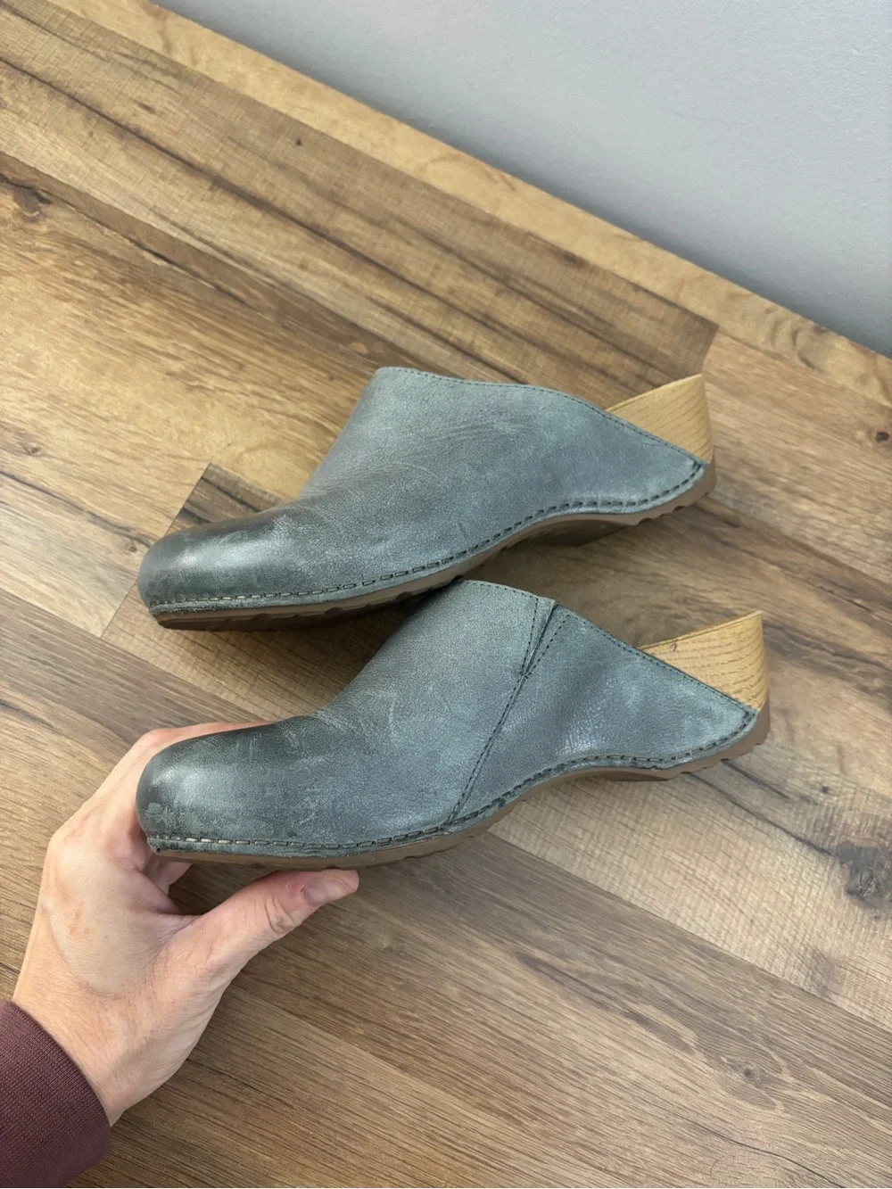 Dansko Talulah Leather Slip On Clog Shoes Mules Light Teal Women’s - Picture 10 of 10